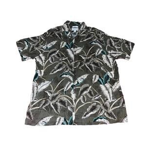 Mens Hawaiian XXL Button Up Shirt 100% Rayon Casual Green Floral Saddlebred 2XL